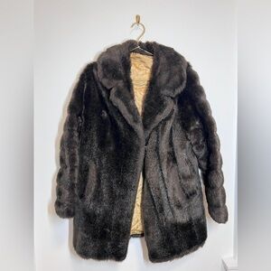 Vintage faux fur brown  swing style coat